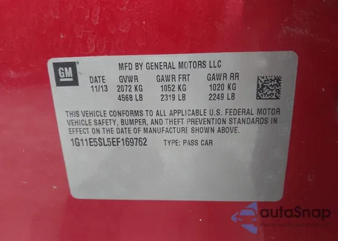 2014 Chevrolet Malibu 2Lt from USA, damaged, VIN 1G11E5SL5EF169762